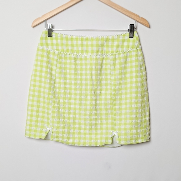 FOR LOVE & LEMONS Maureen Set Top And Skirt Green Gingham M Medium - Picture 6 of 15